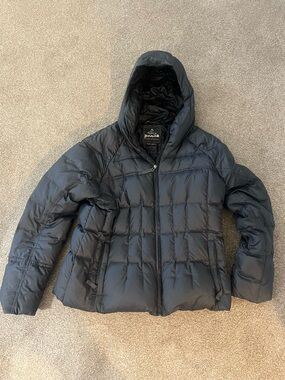 Prana Black Quilted Hooded Down Jacket